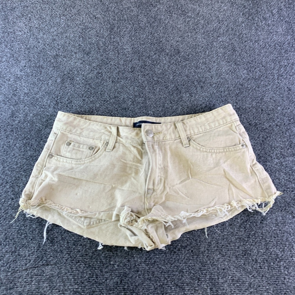 Aeropostale Vintage Low Rise Shorty Women 4 Beige Good Strawberry Cut-Off